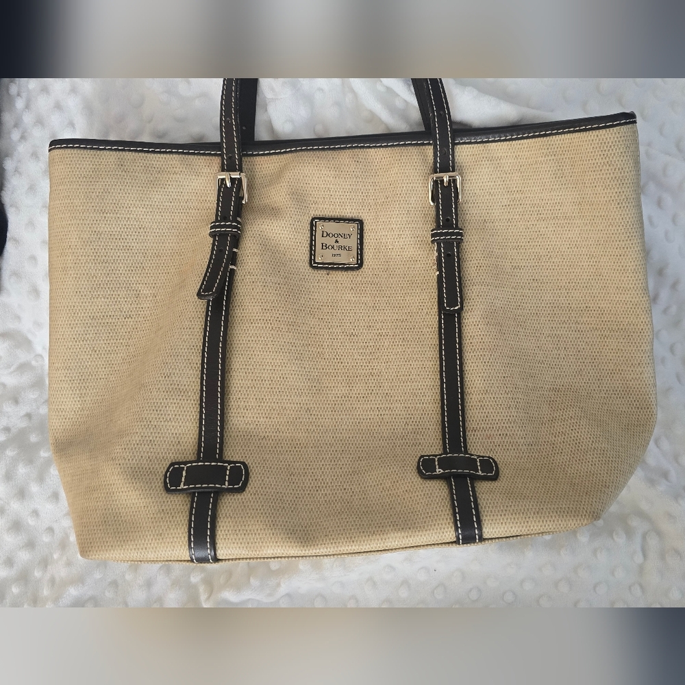 Dooney&Bourke Taupe Bag With Black Leather Detail.